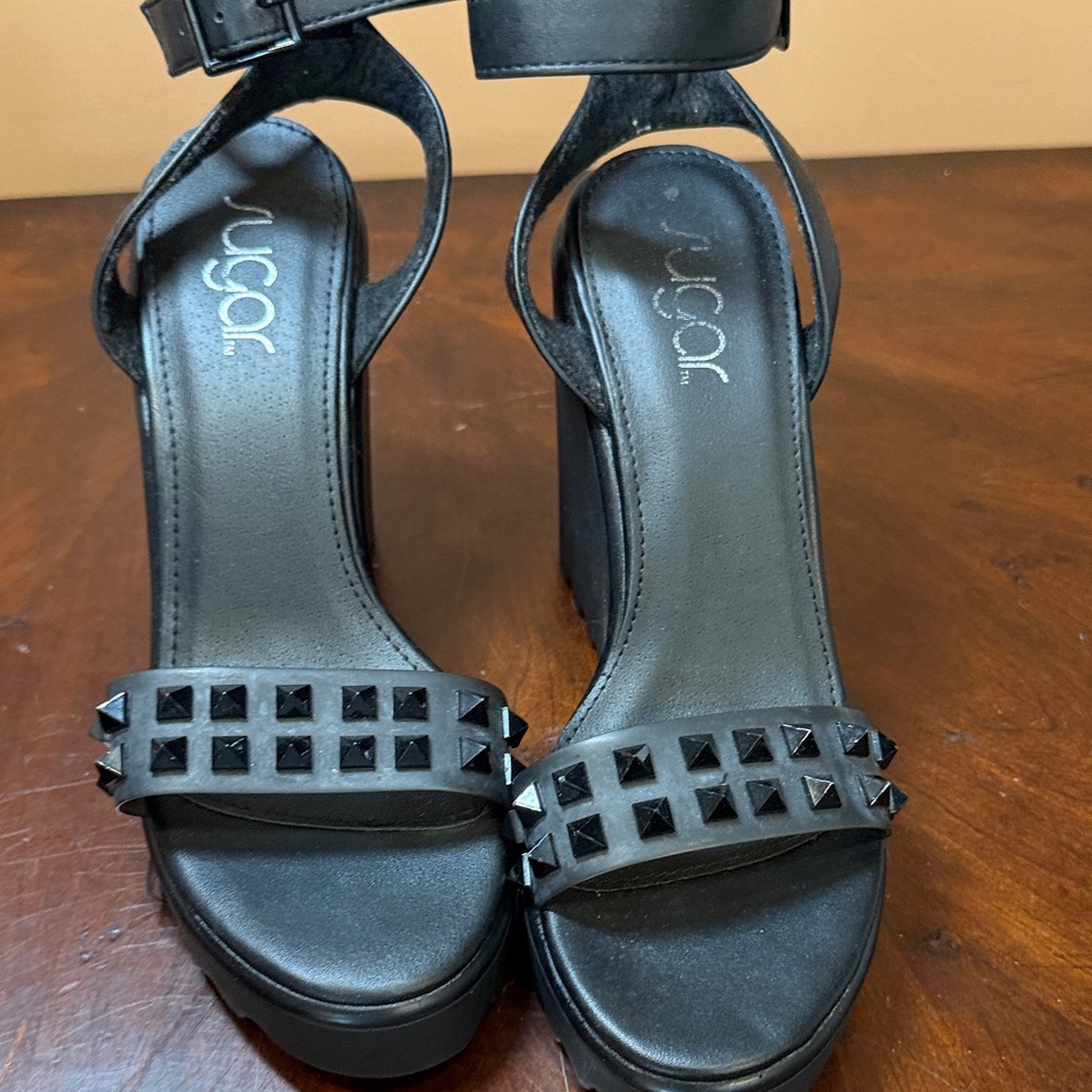 Sugar Black Platform‎ Studded Sandals